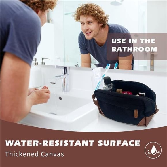 Toiletry Bag Hanging Dopp Kit for Men Water Resistant Canvas Shaving Bag Mens - Picture 6 of 7